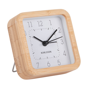 Present Time Karlsson Alarm Clock Neat Bamboo Square